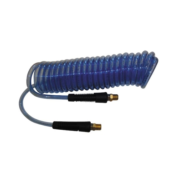 Interstate Pneumatics Translucent Blue Polyurethane Recoil Hose 1/4 Inch x 50 feet Swivel Fittings HR24-050 - main